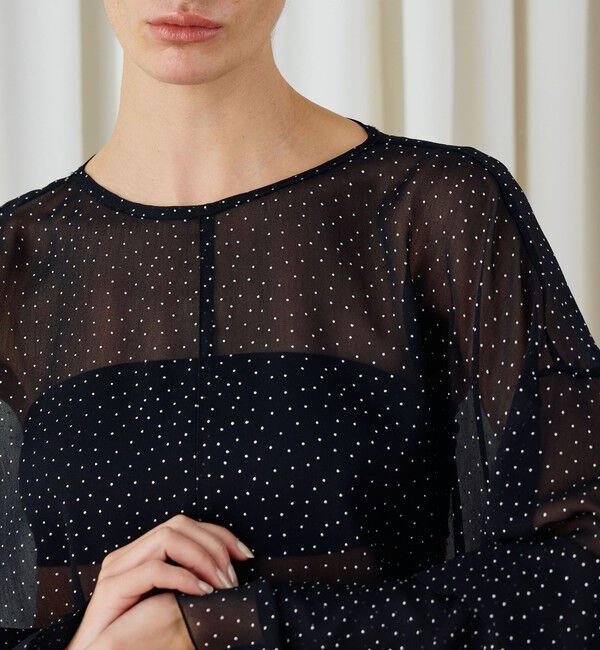 DES PRES「メタルドットプリント フリルスリーブブラウス」|シャツ・ブラウス|
