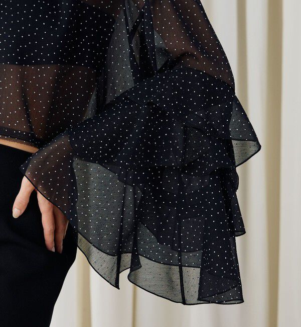 DES PRES「メタルドットプリント フリルスリーブブラウス」|シャツ・ブラウス|