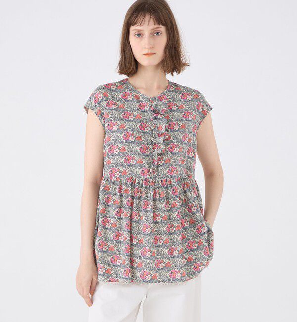 SOULEIADO「レーヨンプリント アシンメトリーフリルブラウス」|シャツ・ブラウス|