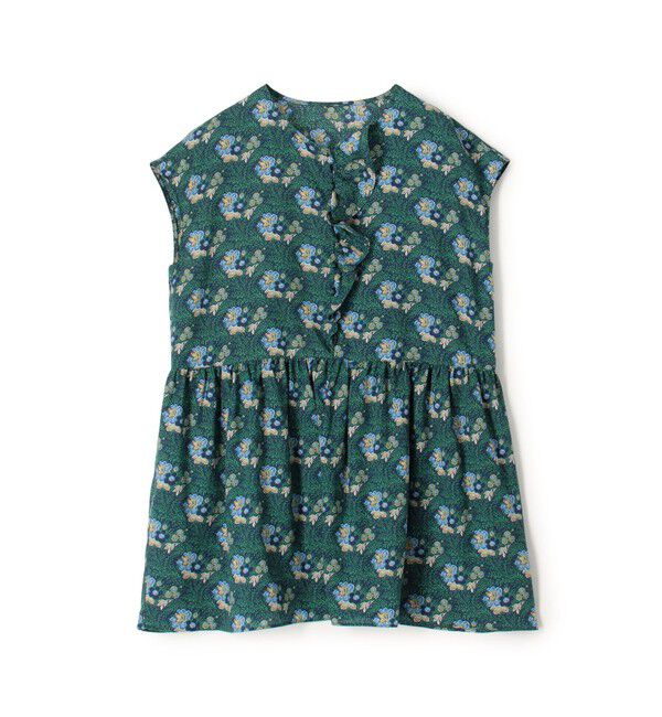 SOULEIADO「レーヨンプリント アシンメトリーフリルブラウス」|シャツ・ブラウス|68 ネイビー系