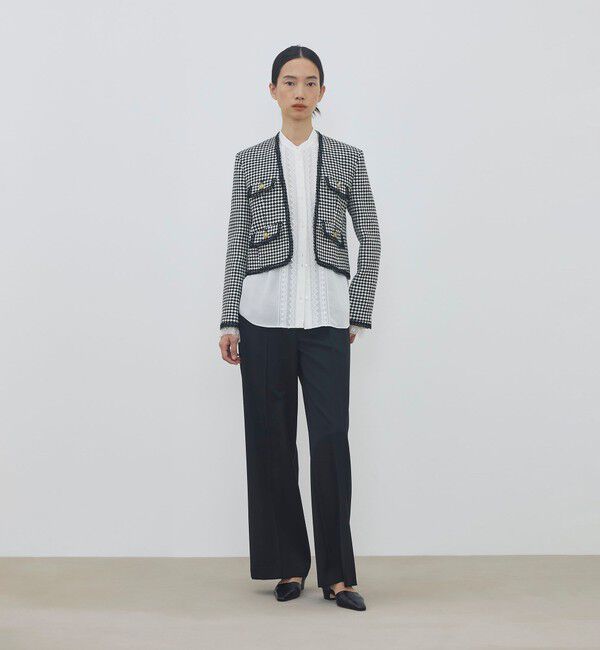 DES PRES「テープヤーンツイード ノーカラーコンパクトジャケット」|ノーカラージャケット|