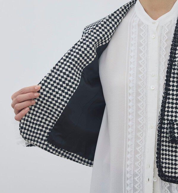 DES PRES「テープヤーンツイード ノーカラーコンパクトジャケット」|ノーカラージャケット|