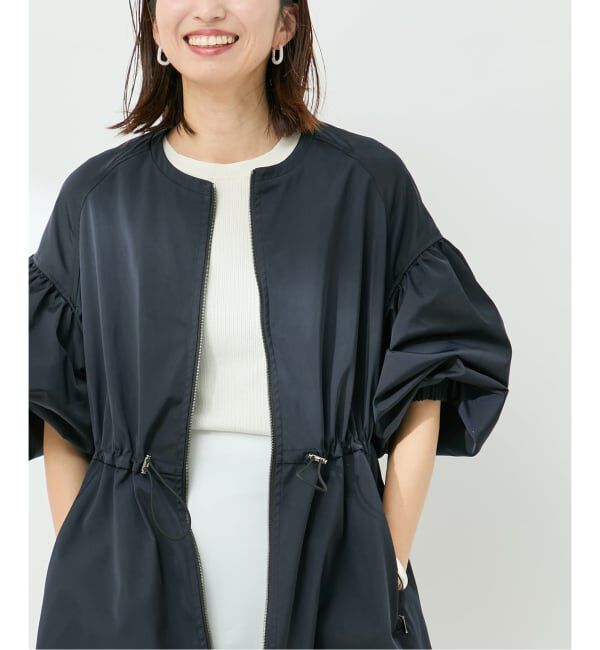 VERMEIL par iena「《追加》ノーカラーギャザーZIPブルゾン」|その他|