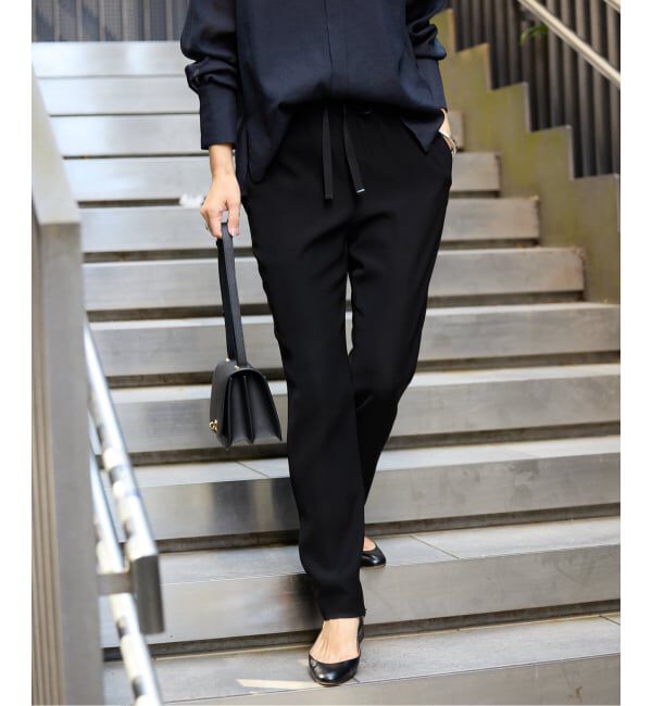 VERMEIL par iena「《追加》ツイルストレッチスリムパンツ」|スラックス|ブラック