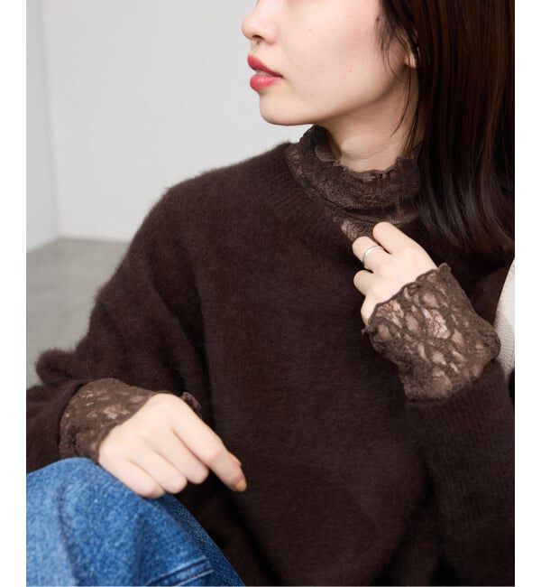 SLOBE IENA「《一部カラーWEB限定あり/追加》ストレッチレースタートルプルオーバー」|Tシャツ・カットソー|