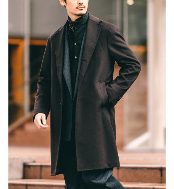 EDIFICE「《追加》SUPER 140&rsquo;s ウール / カシミヤ チェスターコート」|チェスターコート|ブラウン