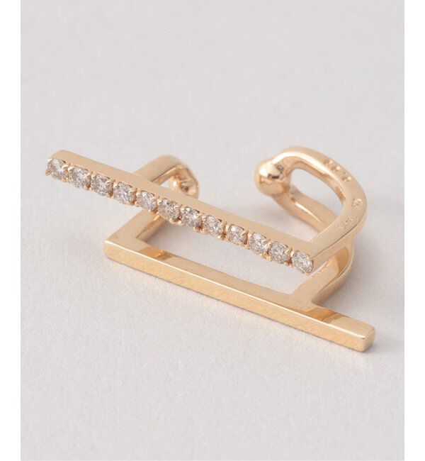 Lilas by Spick&Span「ダイヤダブルバーイヤーカフ K10(片耳)」|イヤーカフ|