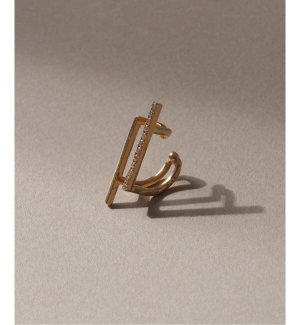 Lilas by Spick&Span「ダイヤダブルバーイヤーカフ K10(片耳)」|イヤーカフ|