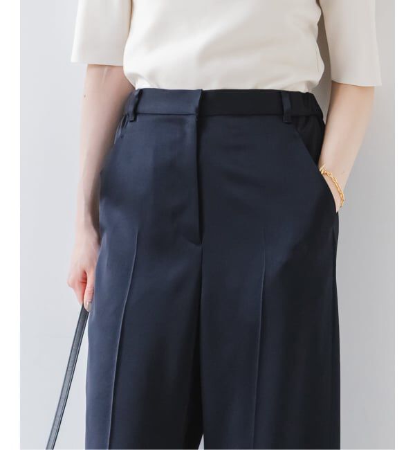 NOBLE「【洗える】ルナサテンベルテッドパンツ」|スラックス|