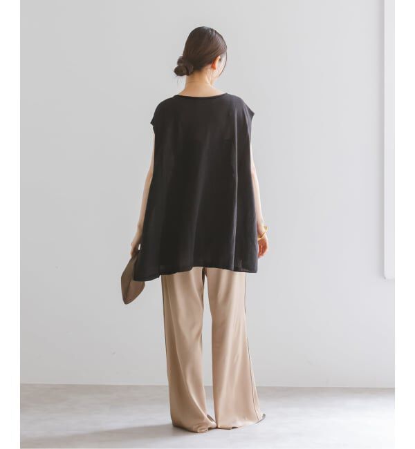 NOBLE「【洗える】ルナサテンベルテッドパンツ」|スラックス|