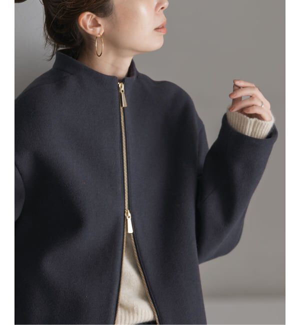 NOBLE「MTRレイズドネックジップコート」|ノーカラーコート|