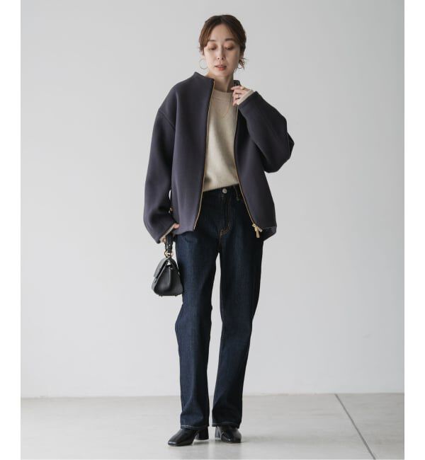 NOBLE「MTRレイズドネックジップコート」|ノーカラーコート|