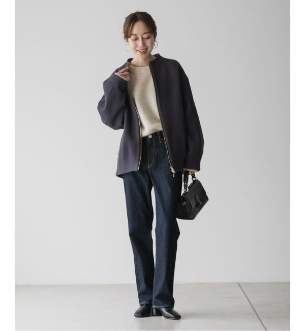 NOBLE「MTRレイズドネックジップコート」|ノーカラーコート|