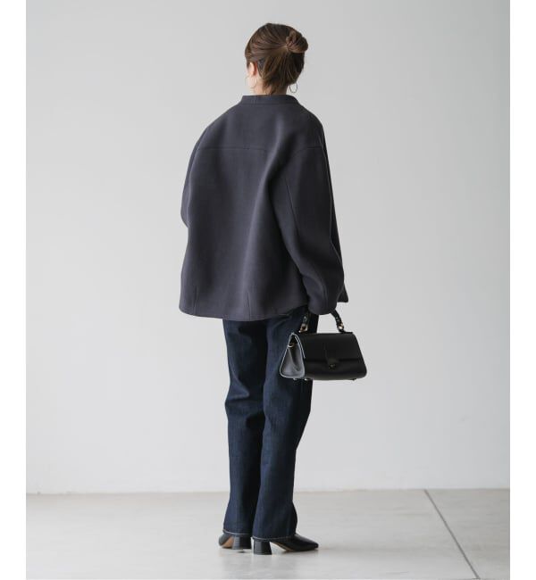 NOBLE「MTRレイズドネックジップコート」|ノーカラーコート|