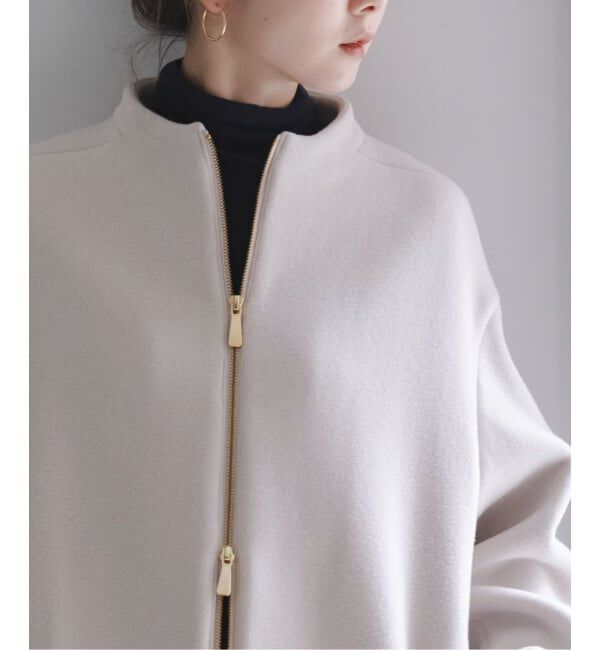 NOBLE「MTRレイズドネックジップコート」|ノーカラーコート|