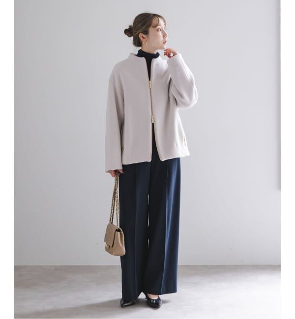 NOBLE「MTRレイズドネックジップコート」|ノーカラーコート|