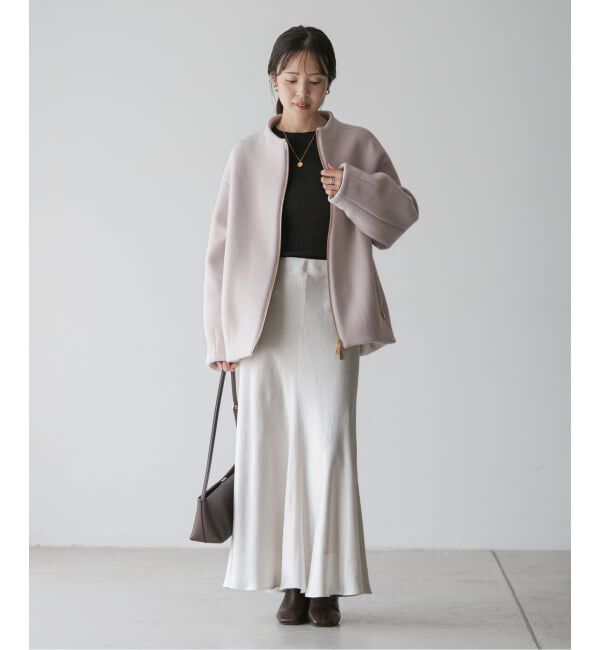 NOBLE「MTRレイズドネックジップコート」|ノーカラーコート|