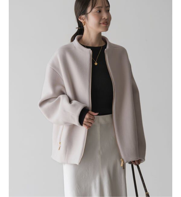 NOBLE「MTRレイズドネックジップコート」|ノーカラーコート|