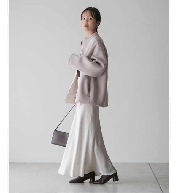 NOBLE「MTRレイズドネックジップコート」|ノーカラーコート|