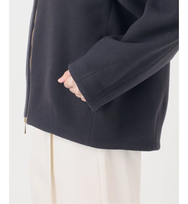 NOBLE「MTRレイズドネックジップコート」|ノーカラーコート|