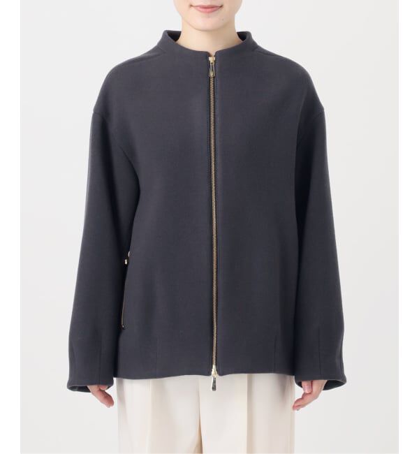 NOBLE「MTRレイズドネックジップコート」|ノーカラーコート|