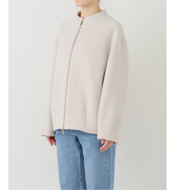 NOBLE「MTRレイズドネックジップコート」|ノーカラーコート|