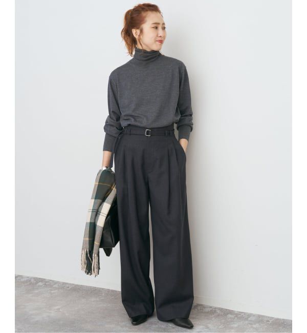 Spick and Span「サキソニーベルテッドワイドパンツ」|スラックス|