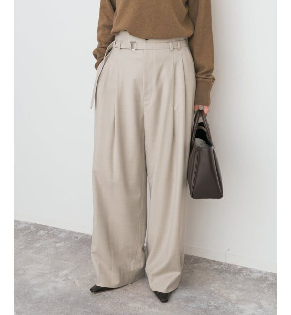 Spick and Span「サキソニーベルテッドワイドパンツ」|スラックス|