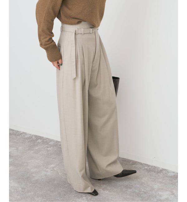 Spick and Span「サキソニーベルテッドワイドパンツ」|スラックス|