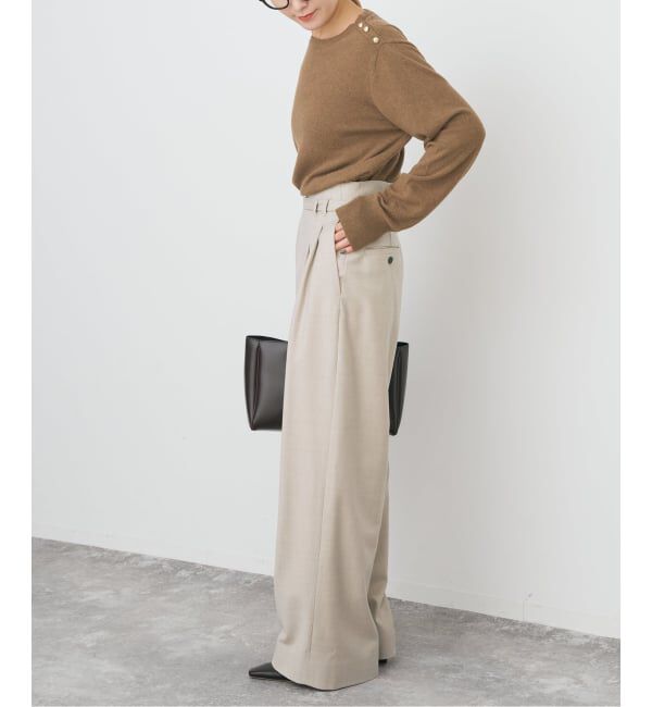 Spick and Span「サキソニーベルテッドワイドパンツ」|スラックス|