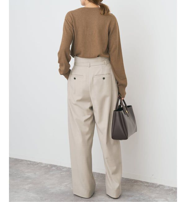 Spick and Span「サキソニーベルテッドワイドパンツ」|スラックス|