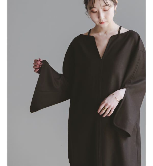 NOBLE「ウールフラノカフタンドレス」|ワンピース|