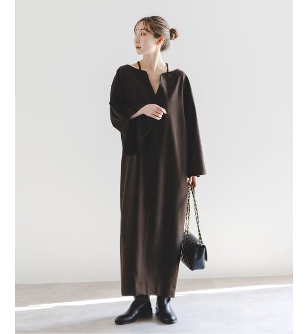 NOBLE「ウールフラノカフタンドレス」|ワンピース|