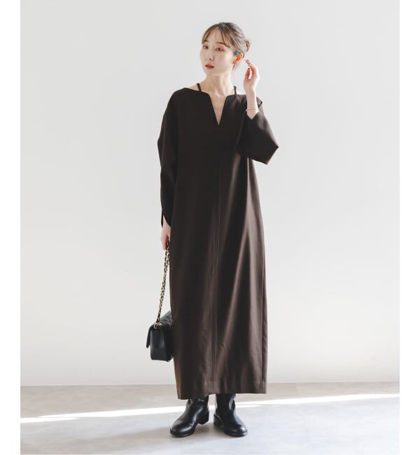 NOBLE「ウールフラノカフタンドレス」|ワンピース|