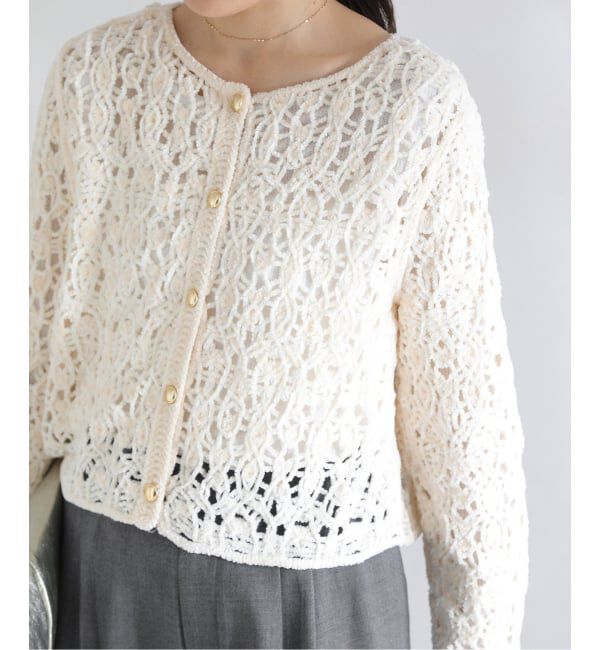  「【洗える】モールエンブロイダリーカーディガン」|カーディガン|