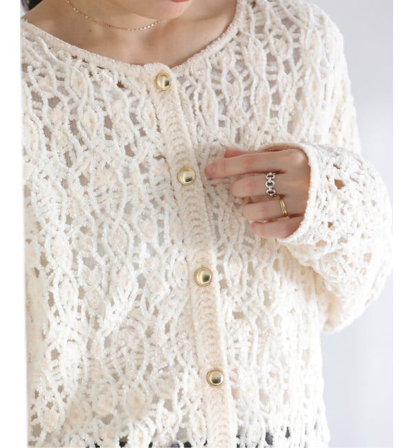  「【洗える】モールエンブロイダリーカーディガン」|カーディガン|