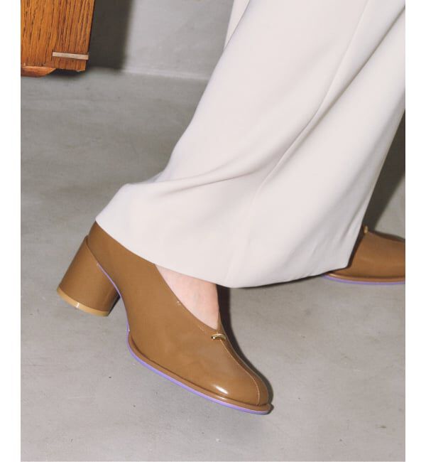 GRISE「《追加予約》GRISE6cmレザーオブリークハイバンプパンプス」|パンプス|キャメル