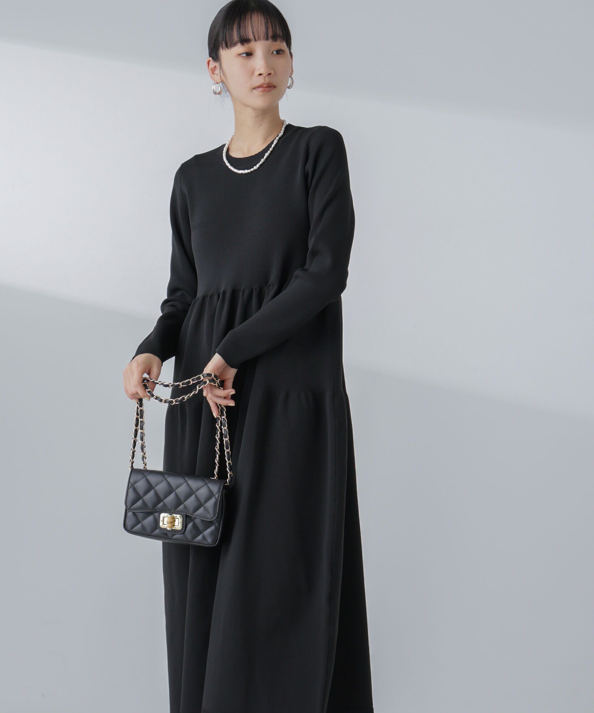 nano･universe「ティアードニットワンピース(セットアップ可)」|ワンピース|ブラック