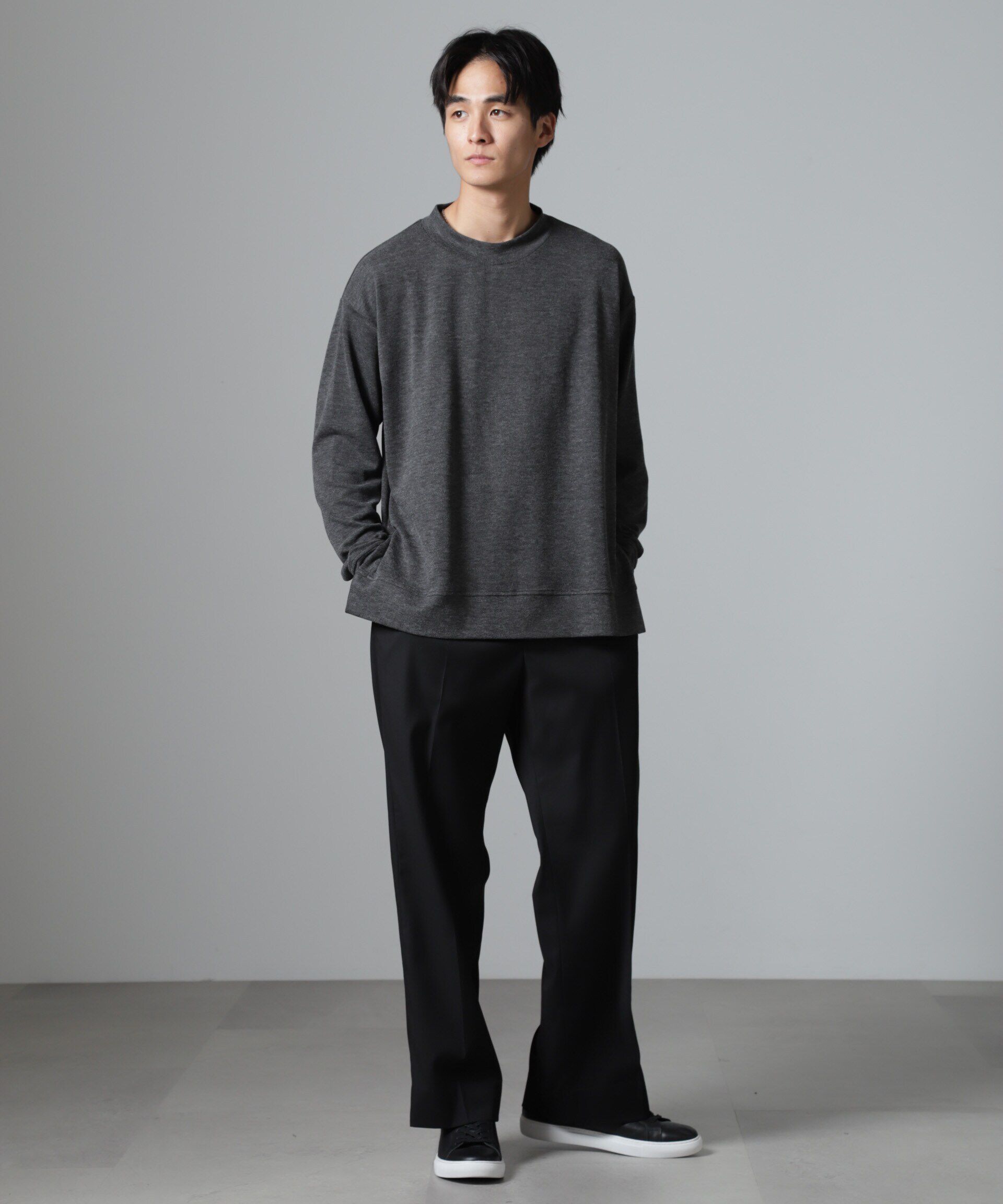 nano･universe「WEB限定/ストレッチテレコモックネックプルオーバー 長袖」|Tシャツ・カットソー|