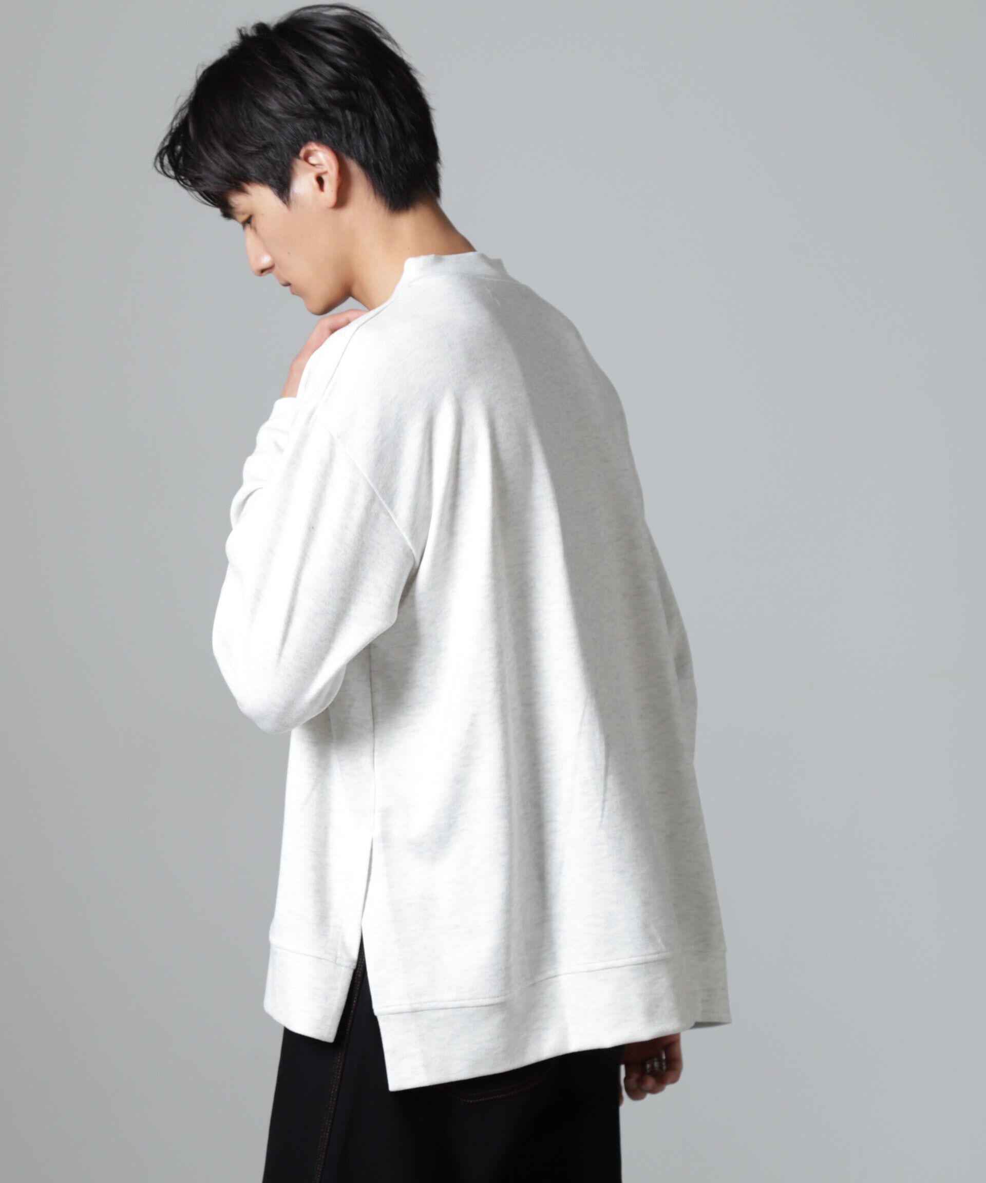 nano･universe「WEB限定/ストレッチテレコモックネックプルオーバー 長袖」|Tシャツ・カットソー|