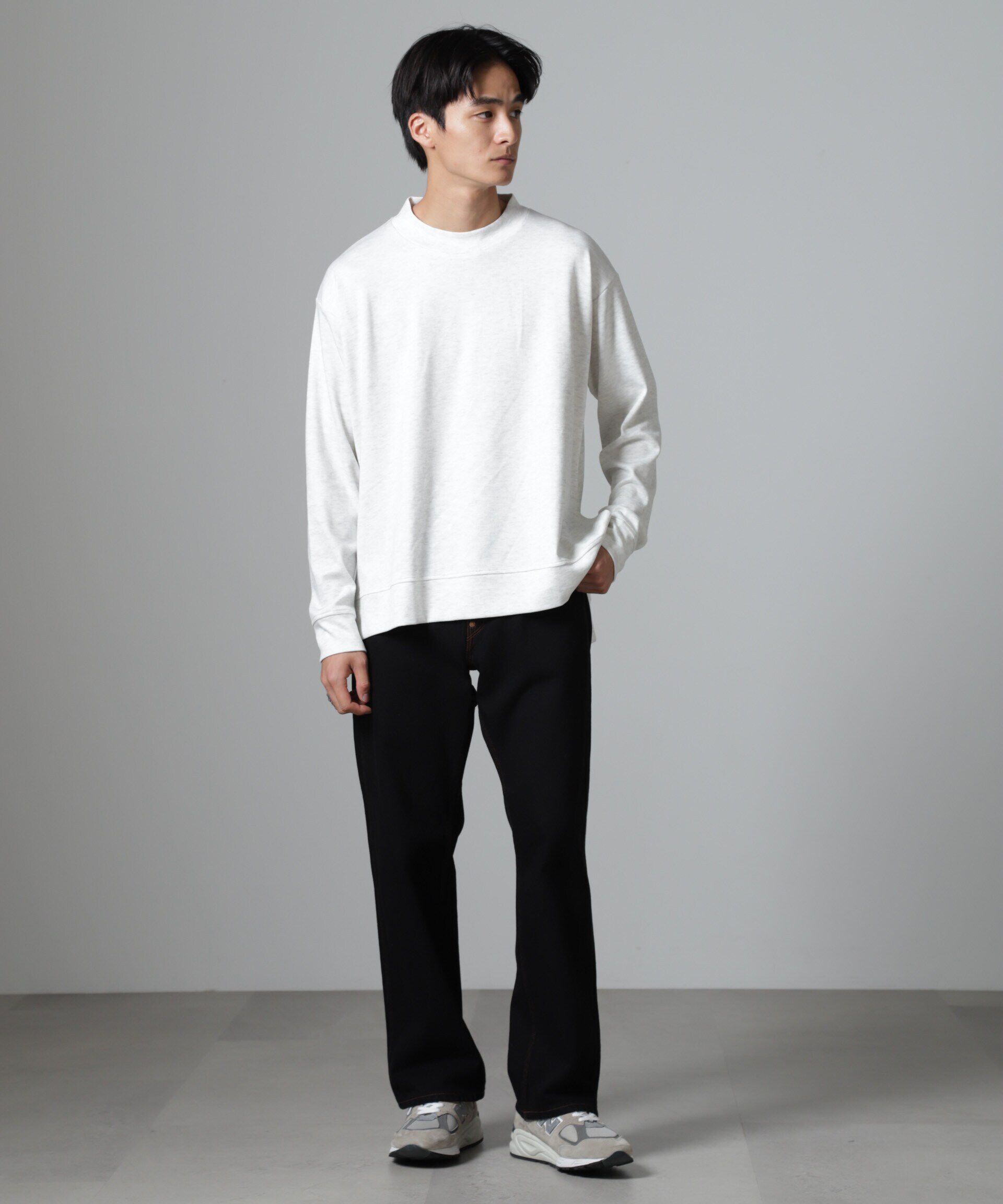 nano･universe「WEB限定/ストレッチテレコモックネックプルオーバー 長袖」|Tシャツ・カットソー|