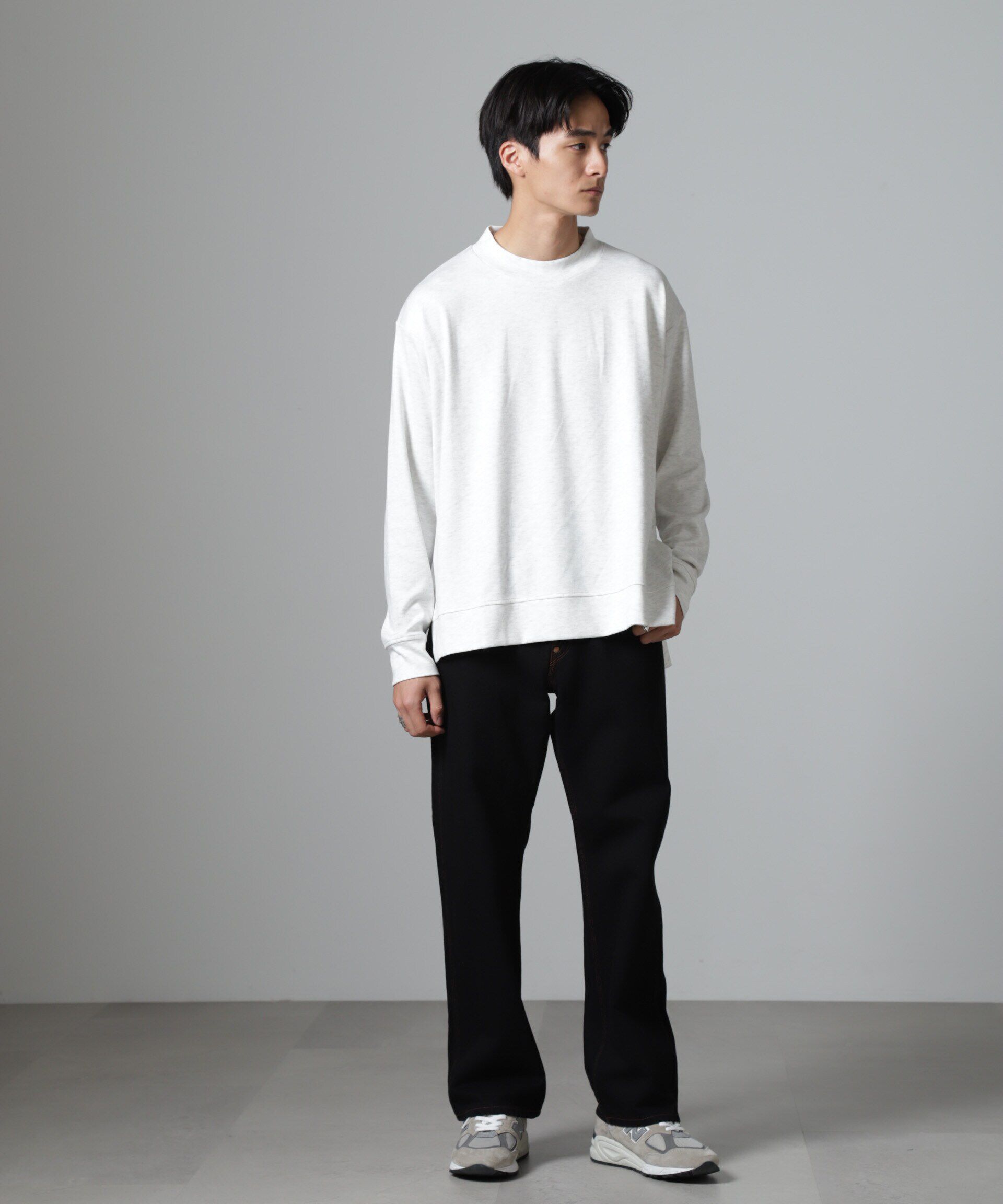 nano･universe「WEB限定/ストレッチテレコモックネックプルオーバー 長袖」|Tシャツ・カットソー|