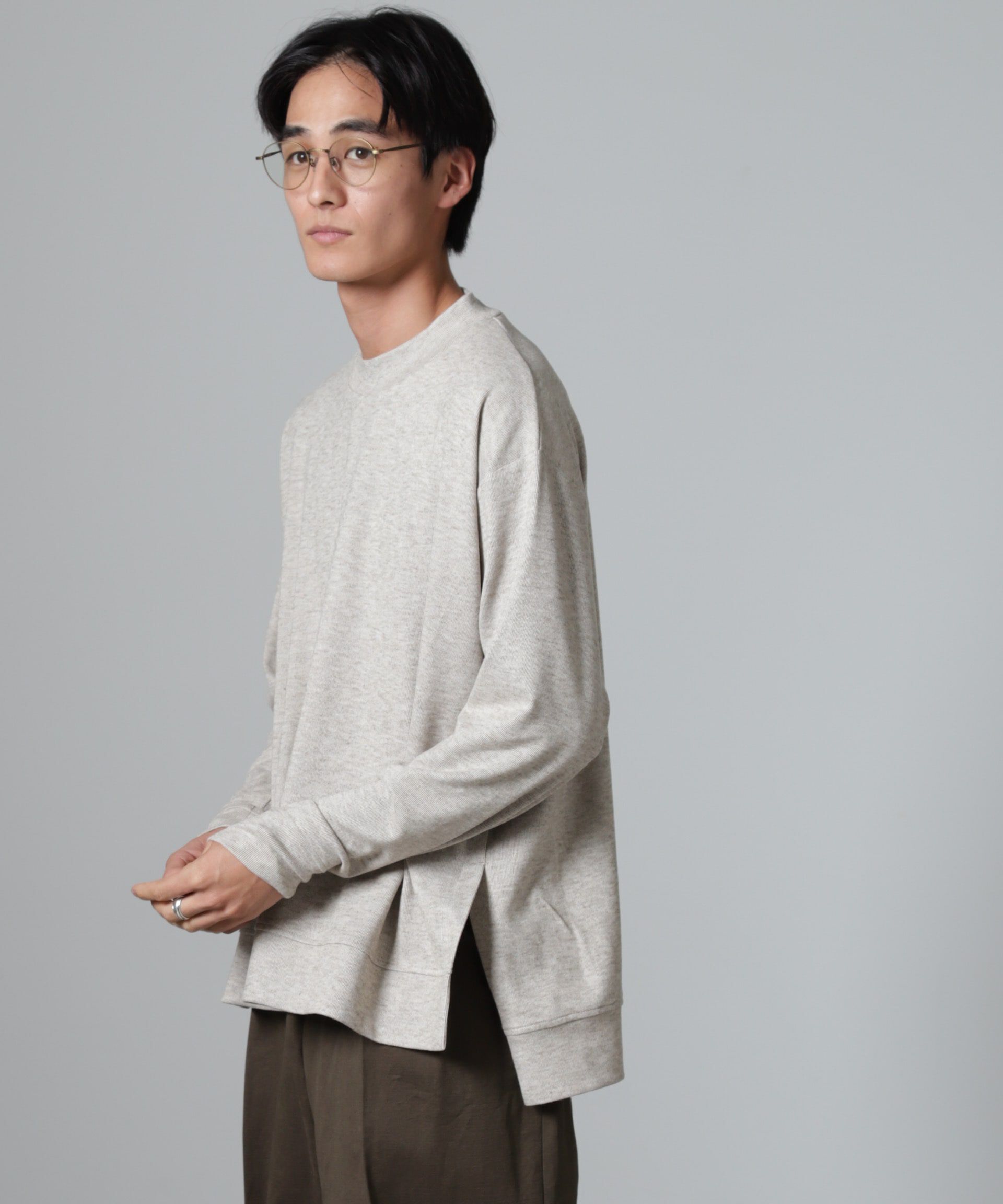 nano･universe「WEB限定/ストレッチテレコモックネックプルオーバー 長袖」|Tシャツ・カットソー|