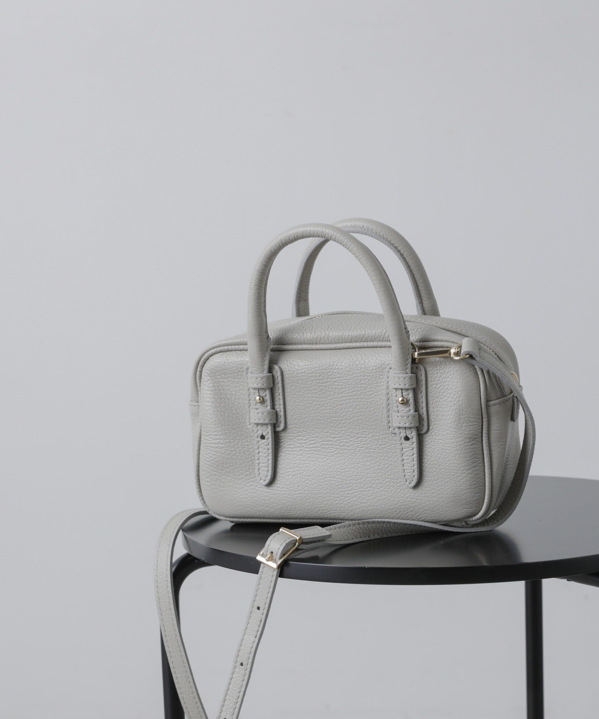nano･universe「MARCO BIANCHINI/2WAY レザーミニボストンバッグ」|ショルダー・メッセンジャー|L.グレー1