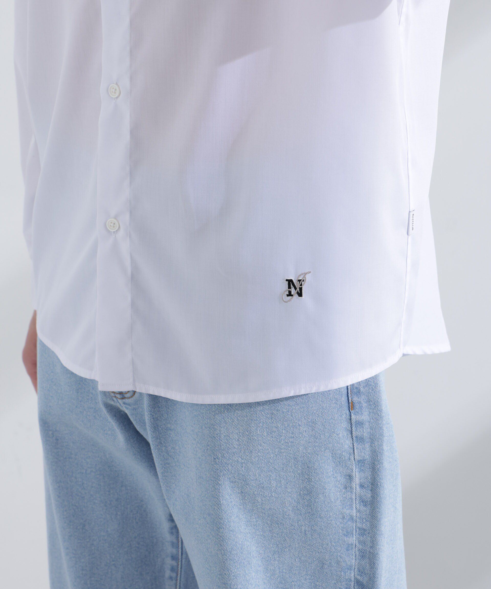 nano･universe「「NJ/CLUB」ロゴ刺繍リラックスレギュラーカラーシャツ」|シャツ・ブラウス|