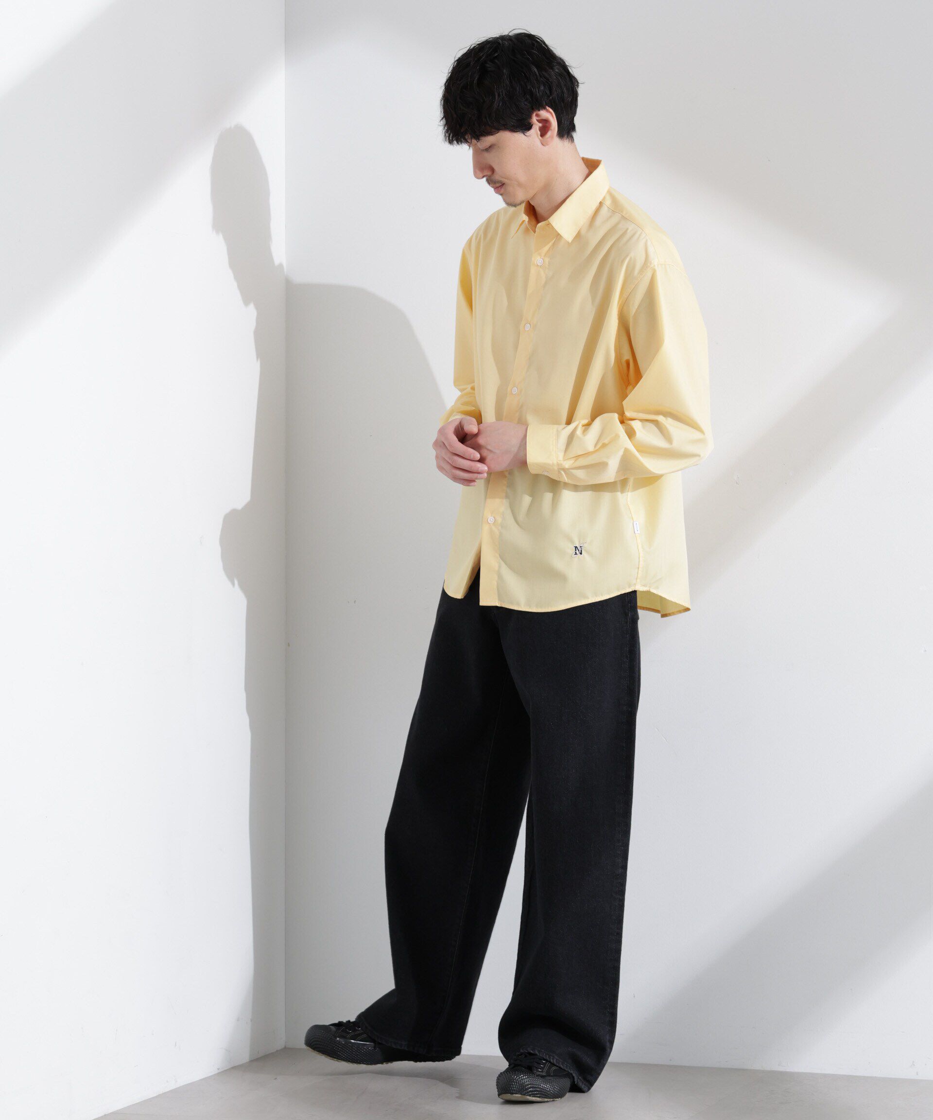 nano･universe「「NJ/CLUB」ロゴ刺繍リラックスレギュラーカラーシャツ」|シャツ・ブラウス|