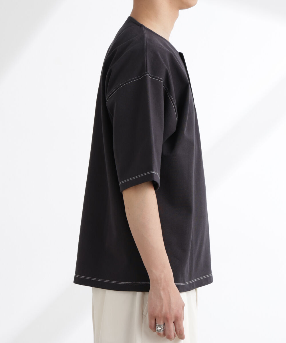 nano･universe「ヘビーオンスワイドヘンリーネックTシャツ 半袖」|Tシャツ・カットソー|