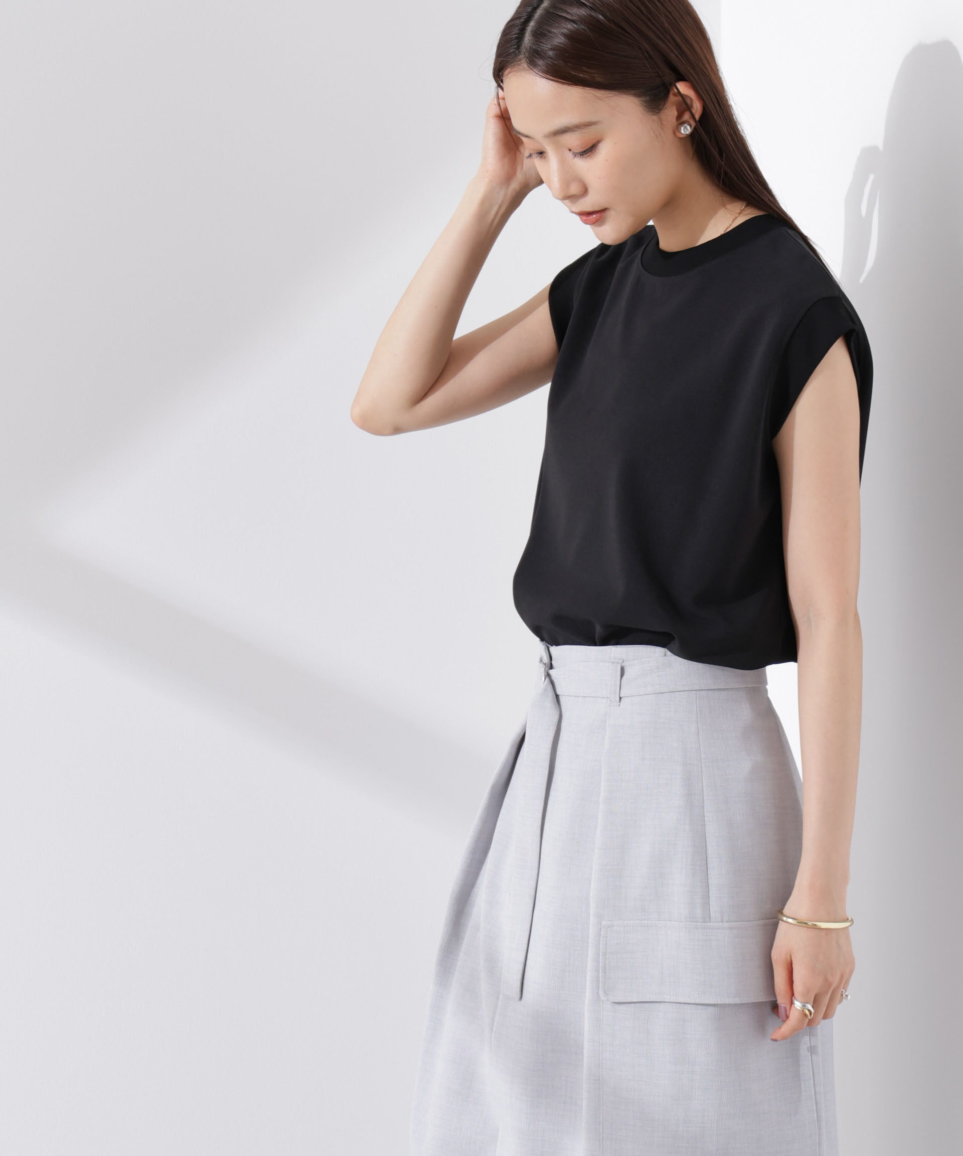 nano･universe「カットジョーゼットノースリーブTシャツ」|Tシャツ・カットソー|