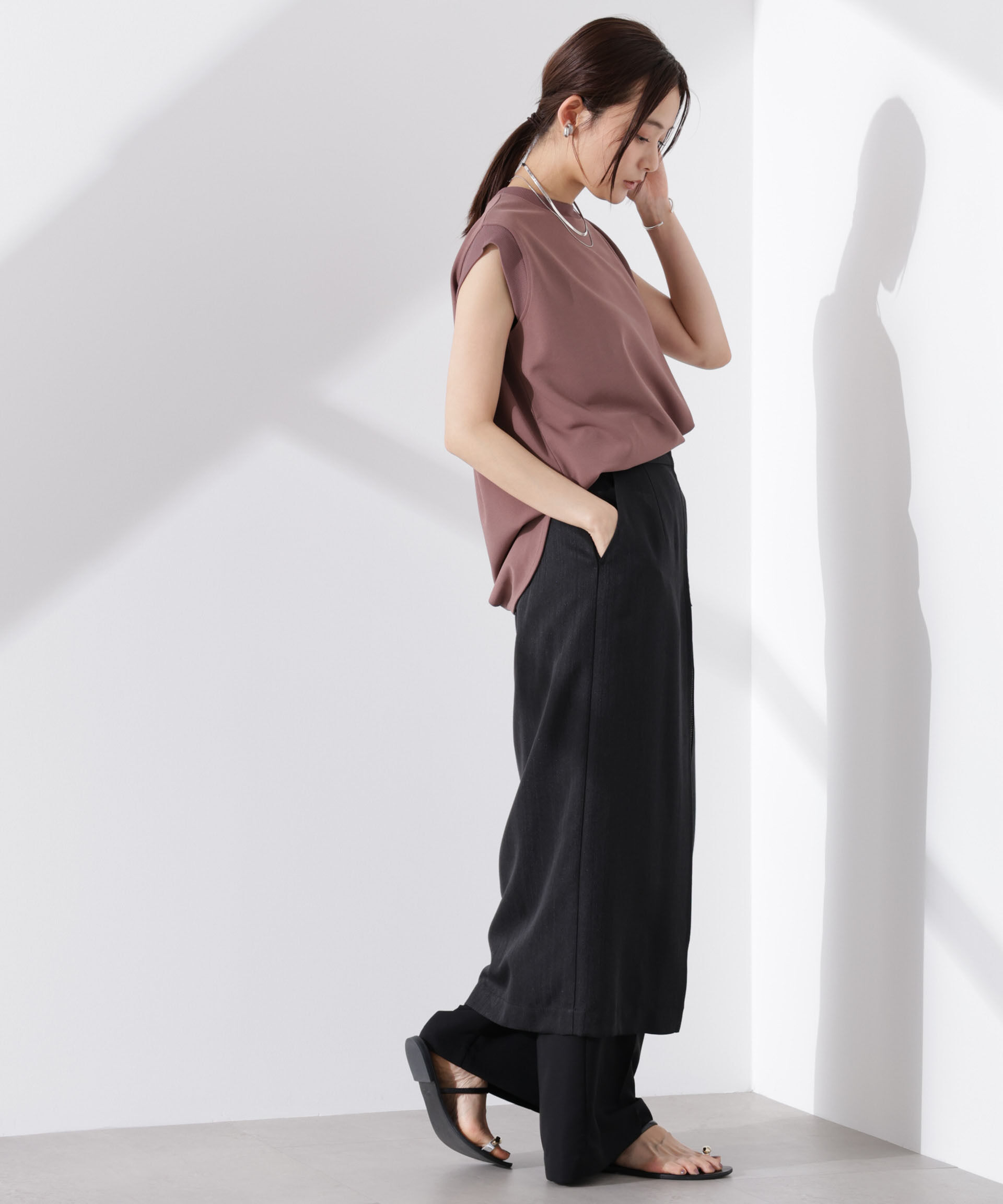 nano･universe「カットジョーゼットノースリーブTシャツ」|Tシャツ・カットソー|