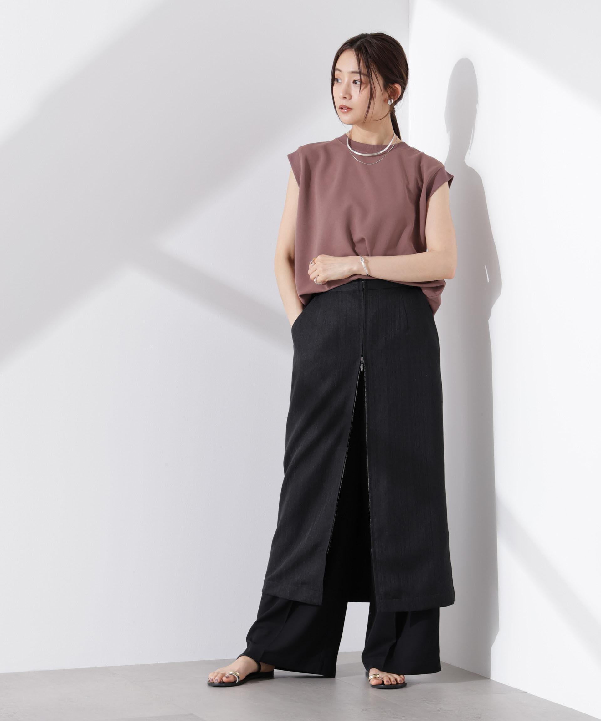 nano･universe「カットジョーゼットノースリーブTシャツ」|Tシャツ・カットソー|